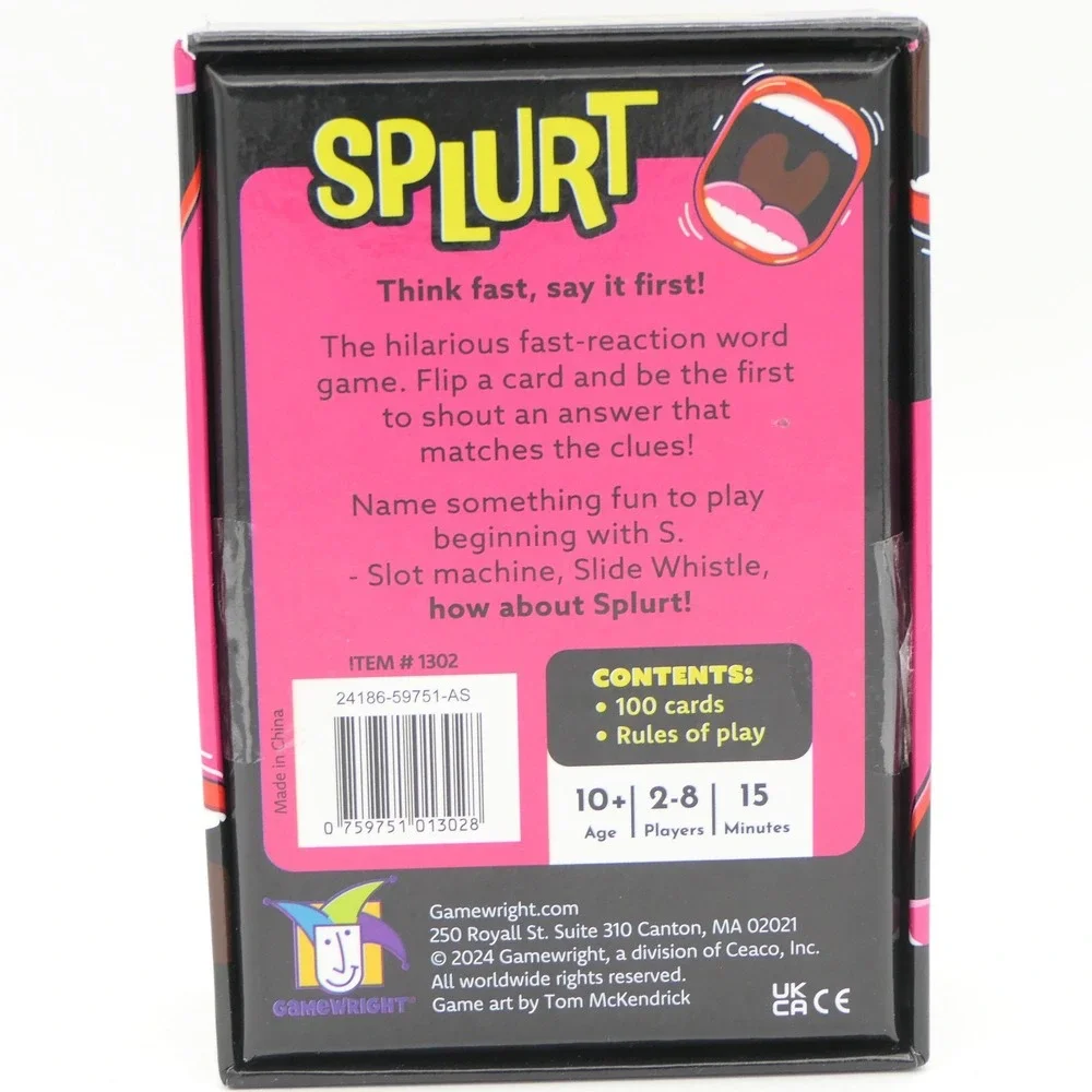 Gamewright Splurt Think Fast, Say It First Card Game 2-8 Players Age 10+